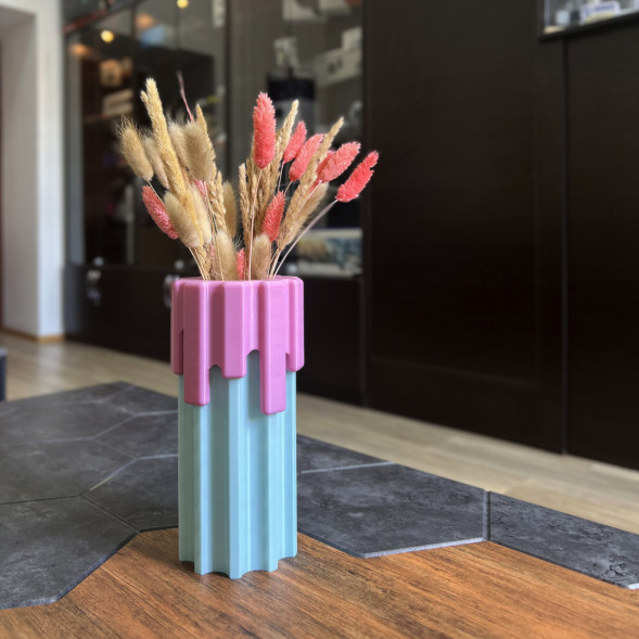 Ваза HatRom Drip, розовый - бирюзовый в Омске