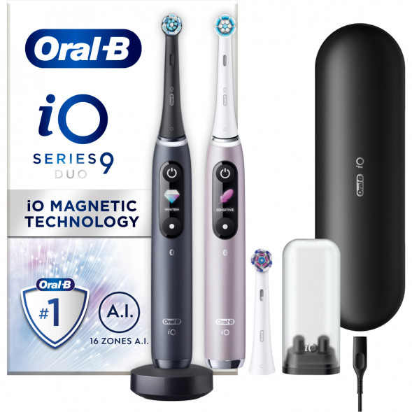 Набор из 2-х электрических зубных щеток Oral-B iO Series 9 Duo, Black Onyx и Rose Quartz в Омске