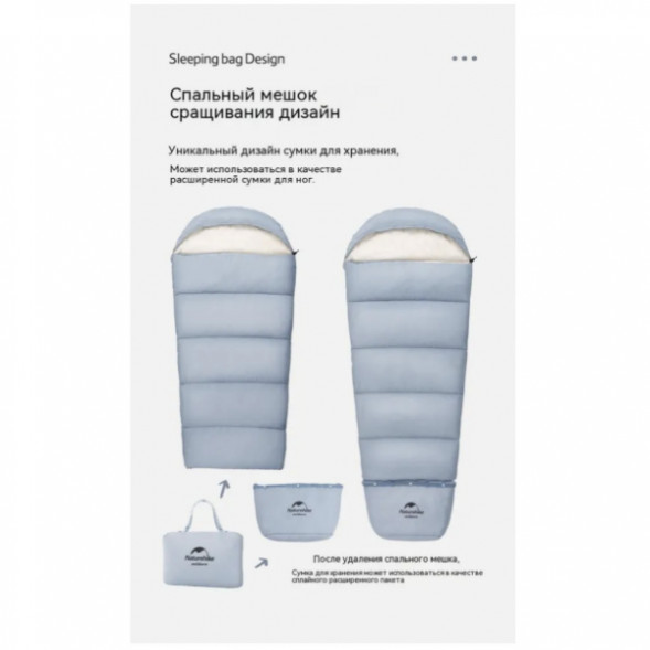 Спальный мешок Naturehike C180 (190x75см), голубой в Омске