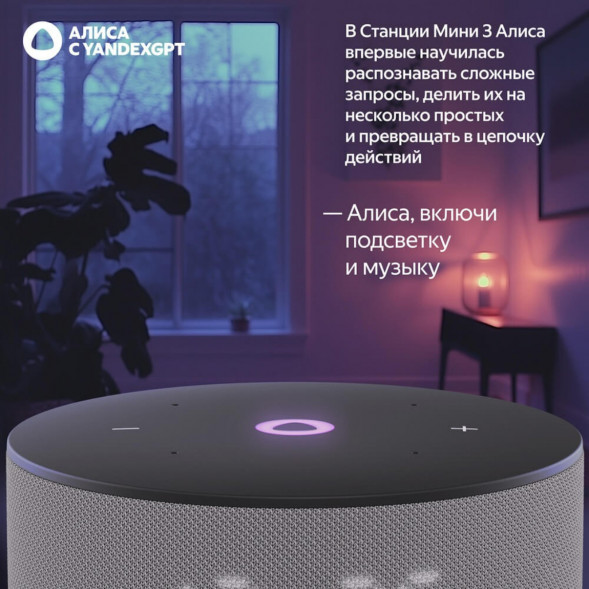 Умная колонка Яндекс Станция Мини 3 c Алисой на YandexGPT, серая в Омске