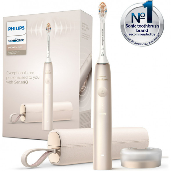 Звуковая зубная щетка Philips Sonicare 9900 Prestige HX9992, золотистое шампанское в Омске