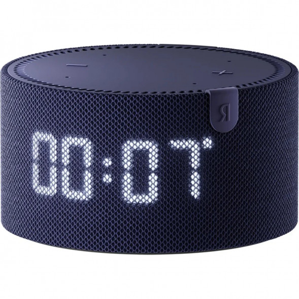 Умная колонка Яндекс Новая Станция Мини (с часами) - умная колонка с Алисой, синий сапфир в Омске