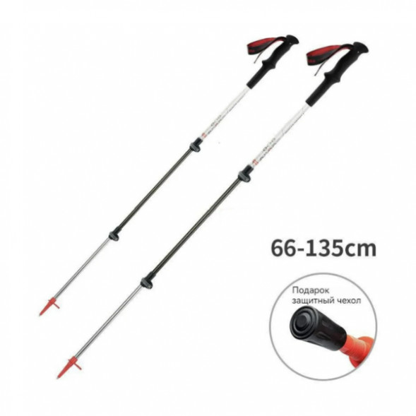 Треккинговая палка Naturehike 135 см, 1 шт., белый/красный в Омске