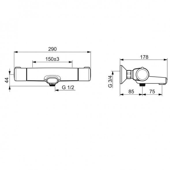 Термостатический смеситель Oras Nova ECO (7462G-33), черный матовый в Омске