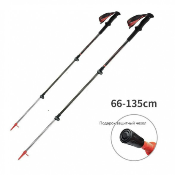Треккинговая палка Naturehike 135 см, 1 шт., черный/красный в Омске