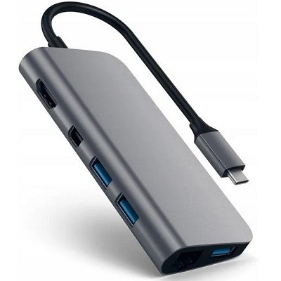 USB-концентратор Satechi Aluminum Type-C Multimedia Adapter (ST-TCMM8PA), разъемов: 4, space gray в Омске