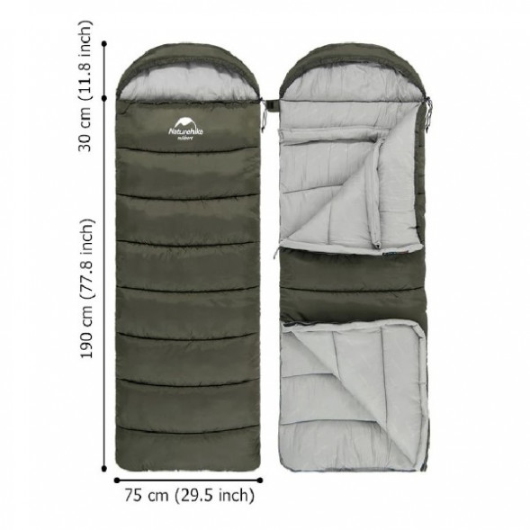 Спальный мешок Naturehike U350S (Правый), коричневый в Омске