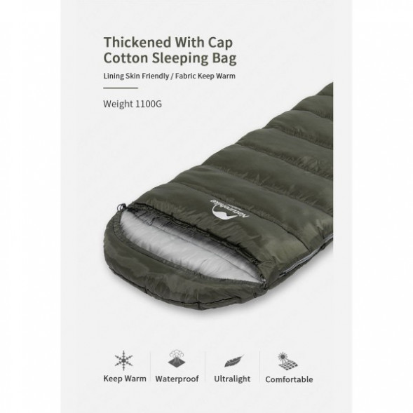 Спальный мешок Naturehike U350S (Правый), коричневый в Омске