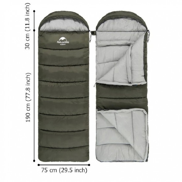 Спальный мешок Naturehike U250 (Правый), коричневый в Омске