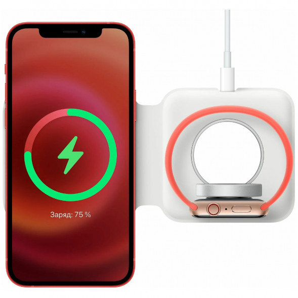 Двойное зарядное устройство Apple MagSafe Duo Charger MHXF3AM/A, белый в Омске