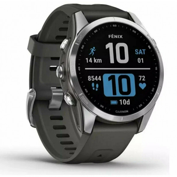 Умные часы Garmin Fenix 7s серебристый с графитовым силиконовым ремешком 010-02539-01 в Омске