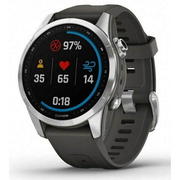 Умные часы Garmin Fenix 7s серебристый с графитовым силиконовым ремешком 010-02539-01 в Омске