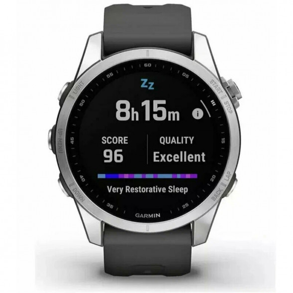 Умные часы Garmin Fenix 7s серебристый с графитовым силиконовым ремешком 010-02539-01 в Омске