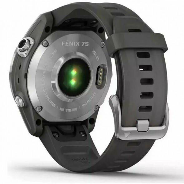 Умные часы Garmin Fenix 7s серебристый с графитовым силиконовым ремешком 010-02539-01 в Омске