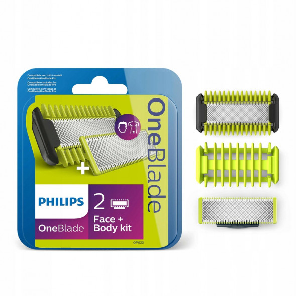 Сменные лезвия Philips OneBlade 2 шт. + 1 шт. Body kit QP620/50 в Омске
