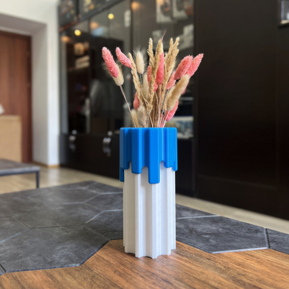 Ваза HatRom Drip, белый-синий в Омске